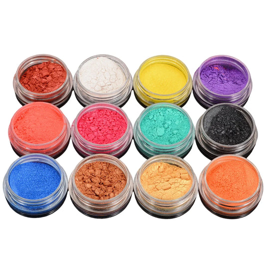 Pack of 12 Mica Powder Pearlescent Color Pigment for Epoxy Resin, Soap Making, Nail Polish, Lip Gloss, Eye Shadow, Slime & Candle at Best Price in Pakistan. Best Art Supplies, Office & Stationery Store. ✓ Free Delivery ✓ Cash on Delivery ✓ Deals