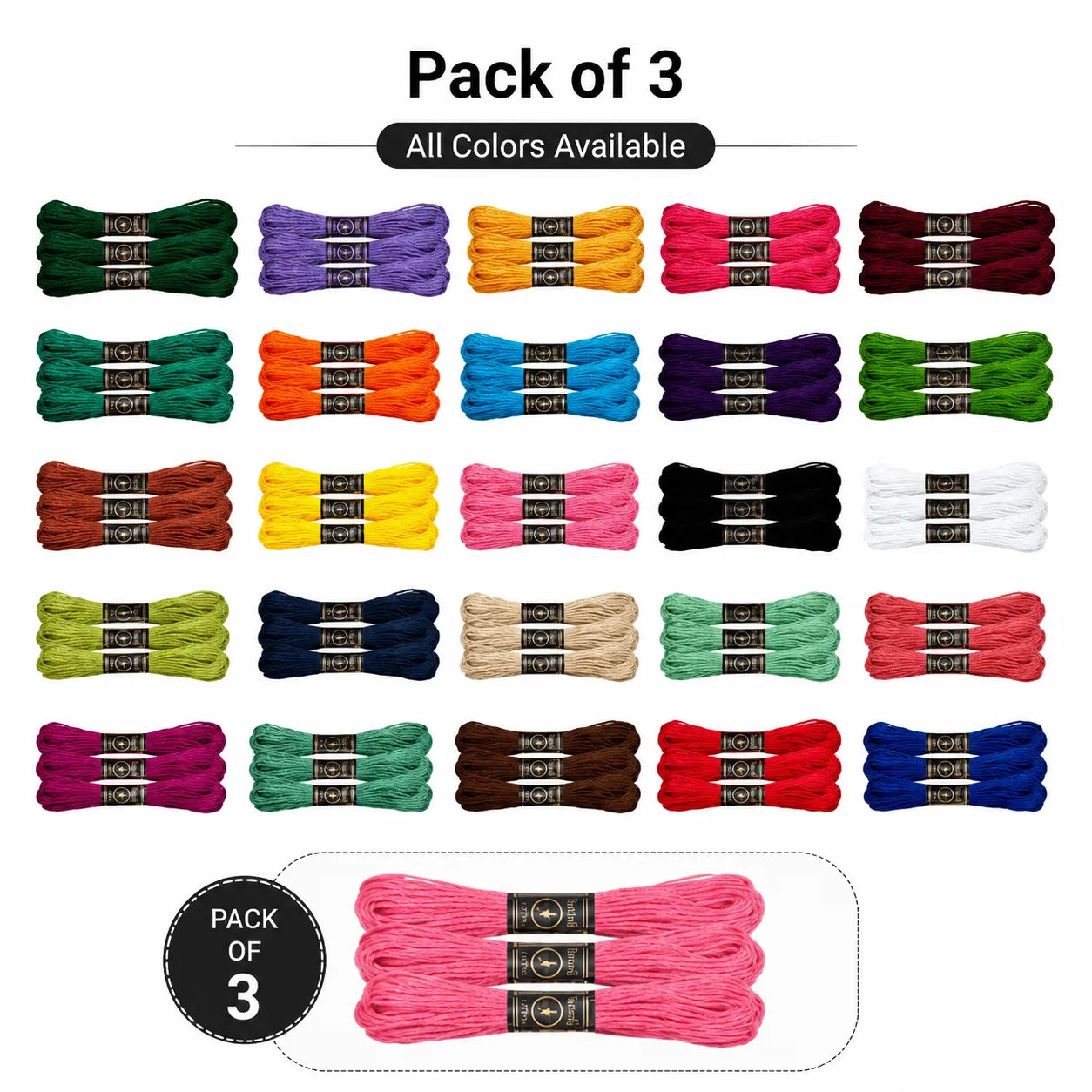 Shop the Pack of 3 Anchor & Butterfly Solid Stitch Skeins Cotton Embroidery Thread Floss at Qasimstationers.pk. Quality threads at unbeatable prices!
