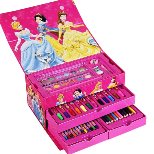 Kids Art Set - 54 Coloring Kit with Watercolors, Crayons, Markers & Pencils - Carry Case