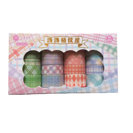 Transform your crafts with our 24 PCS Plaid Pattern Washi Masking Tape Set. Ideal for scrapbooking and journaling, this colorful collection inspires creativity.