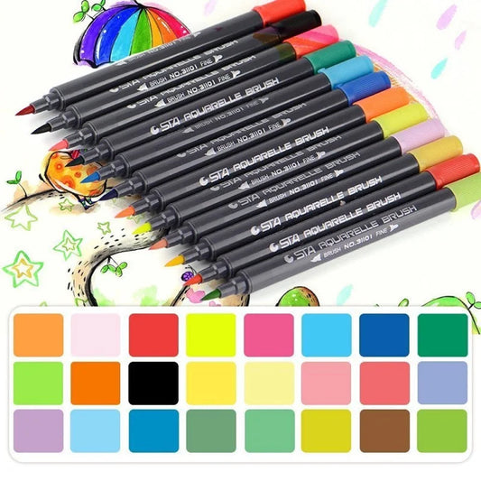 STA Aquarelle Watercolor Dual Markers - Pack Of 24