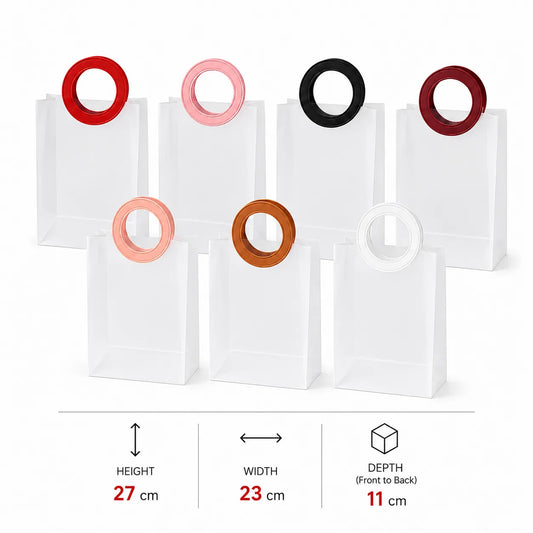 Shop premium Transparent Frosted Gift Bags with Round Handles at Qasimstationers.pk. Ideal for gifts and shopping, these reusable bags are a stylish choice.