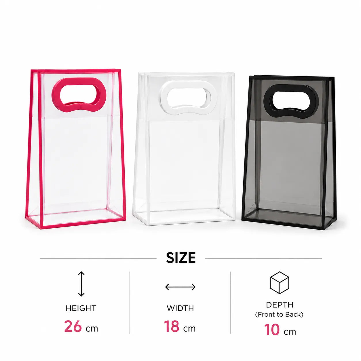 Shop high-quality transparent PVC gift bags with die-cut handles. Ideal for eco-friendly shopping and gifting. Visit Qasimstationers.pk for the best prices!