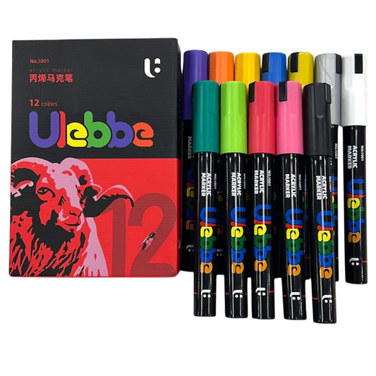 Ulebbe Permanent Acrylic Paint Markers Set Art Permanent Markers for Canvas, DIY Glass, Rock, Ceramic, Wood