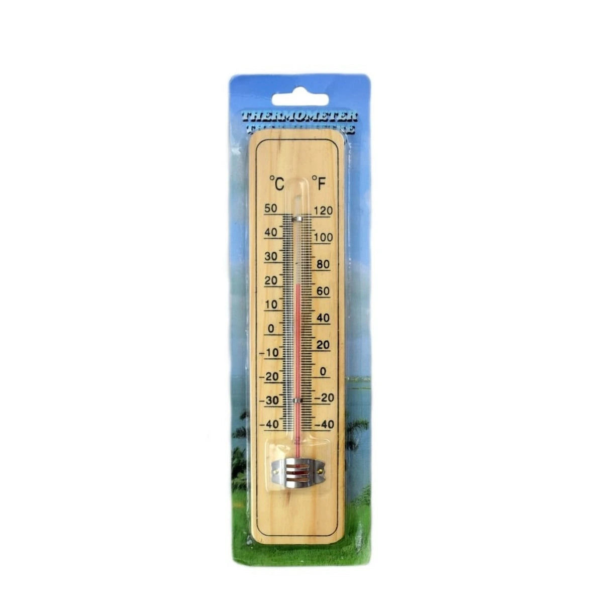 Monitor your environment effortlessly with our Wood Grain Hanging Vertical Indoor Thermometer. Perfect for incubators and rooms, it displays both Fahrenheit and Celsius.