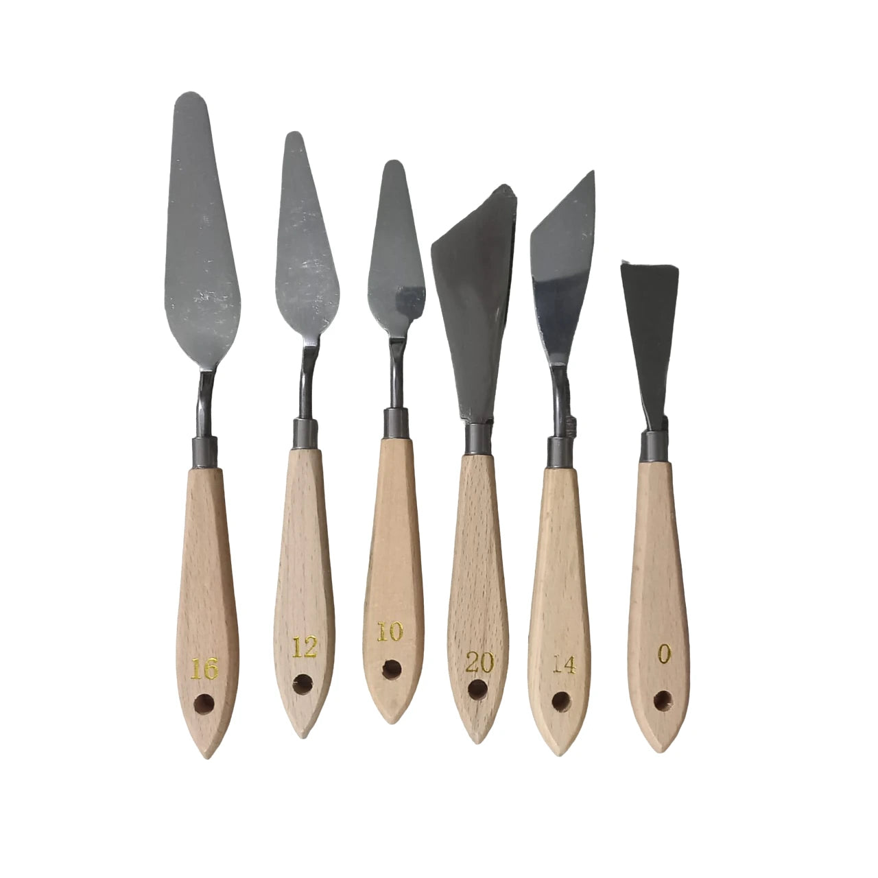 Shop our wooden handle stainless steel palette knives, ideal for oil painting. Perfect for beginners, these essential tools will enhance your creative journey.