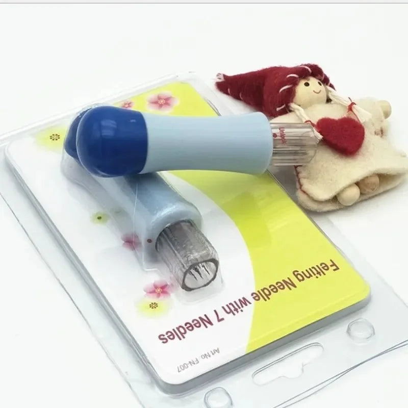 Wool Felting Tool Kit with 7 durable needles for DIY wool crafts, needle felting, and creating detailed handmade felt art projects.