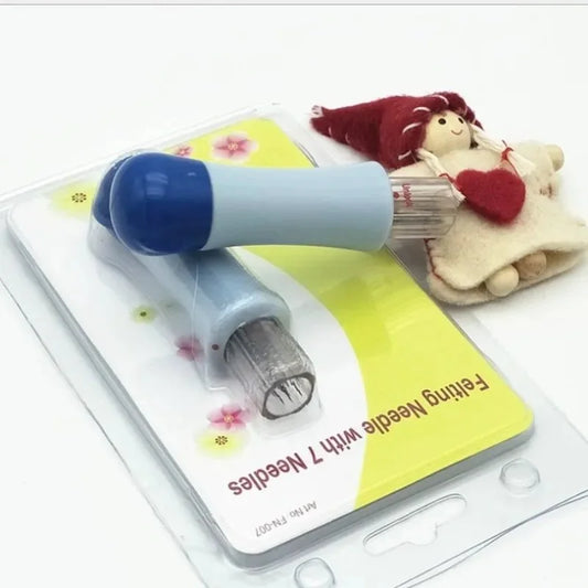 Wool Felting Tool Kit with 7 durable needles for DIY wool crafts, needle felting, and creating detailed handmade felt art projects.