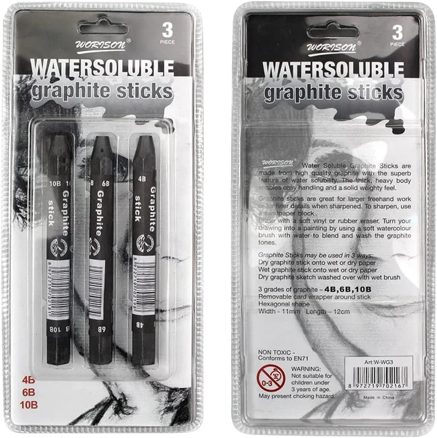 A premium set of high quality Water Soluble Graphite Sticks It is primarily used in sketching, drawing, watercolor painting and other types of painting