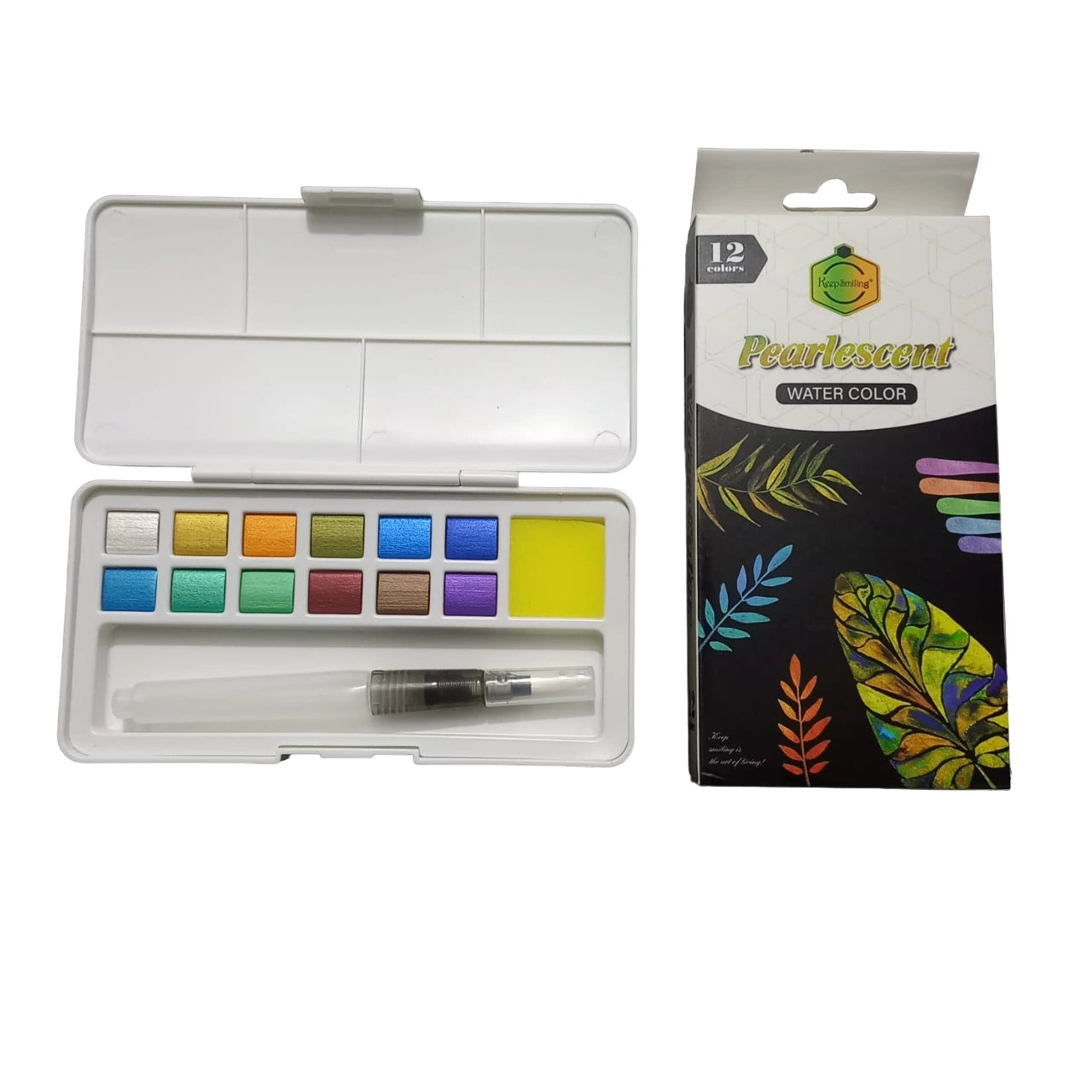 Buy keep Smiling Pearlescent water Color with Brush Pen - Pack of 12 at Best Art Supplies & Stationery Store. Check Price and Buy Online. ✓ Free Shipping ✓ Cash on Delivery