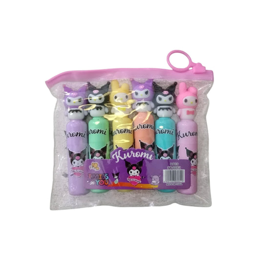 kuromi cartoon highlighter pens pastel colors pack of 6 cute marker set for students