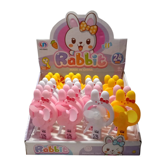 Cute rabbit mini handheld fan in pink, white and yellow colors for kids portable bunny fan