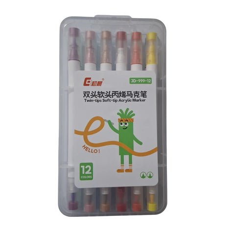 Enhance your artistic projects with our 12 Colour Dual Tip Brush Marker Pen set. Perfect for coloring, hand lettering, and planners, these pens inspire creativity.