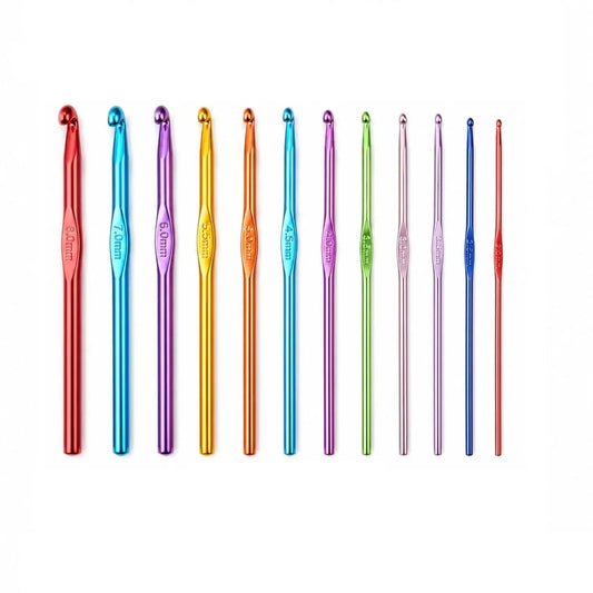Shop the 12 Pcs Aluminium Crochet Hook Set (2mm–8mm) at Qasimstationers.pk. Quality knitting and crochet tools available online at competitive prices!