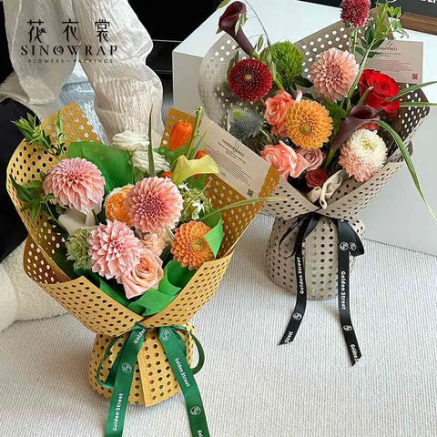 5 Pcs BOPP Floral Bouquet Wrapping Paper 58x58cm polka dot design
