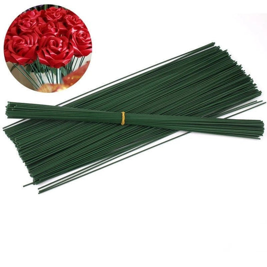 10 Pcs Green Floral Wire Sticks – 40cm, 5mm Thick