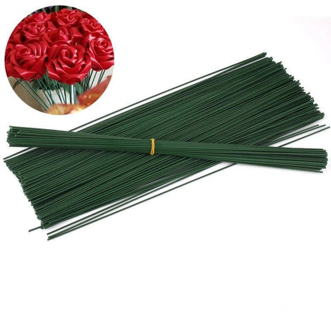 10 Pcs Green Floral Wire Sticks – 40cm, 5mm Thick