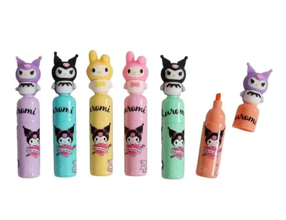 kuromi cartoon highlighter pens pastel colors pack of 6 cute marker set for students