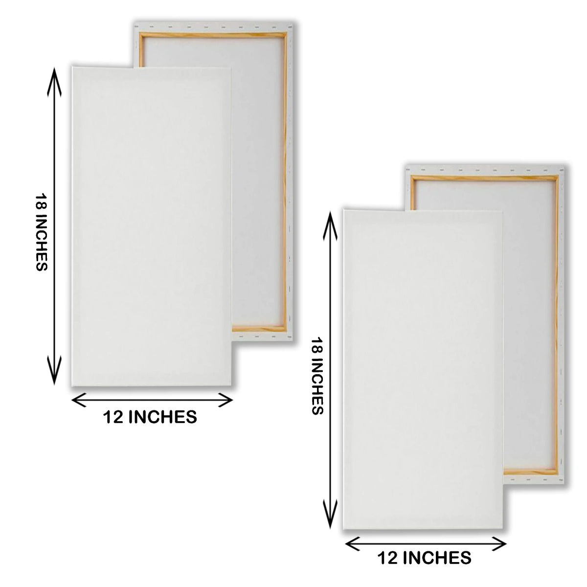  2 Pieces Of 12 X 18 Inches Primed Canvas Boards For Painting Canvas stretched across a wooden frame. Color : White. Size 12 x 18 inches. Good Quality Canvases. 2 Pcs