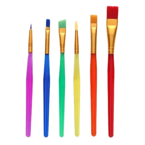Keep Smiling 6pcsCandy Color Plastics Handle Nylon Hair Graffiti Oil Waterproof Artist Painting Brushes for Children'S DIY
