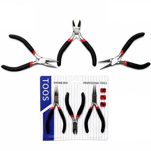 Shop the essential 3Pcs Jewelry Pliers Set for all your DIY projects! Long nose, round nose, and side cutter pliers available at Qasimstationers.pk.