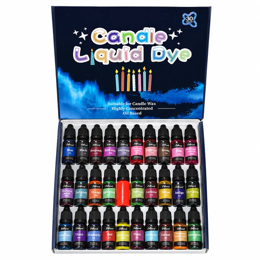 30 Colors Candle Liquid Dyes Pigment Highly Concentrated Oil-Based Candle Wax Colorant Soy wax, Beeswax, Palm wax, Gel wax, Jelly wax, paraffin wax, Coconut wax, Ice Flower wax