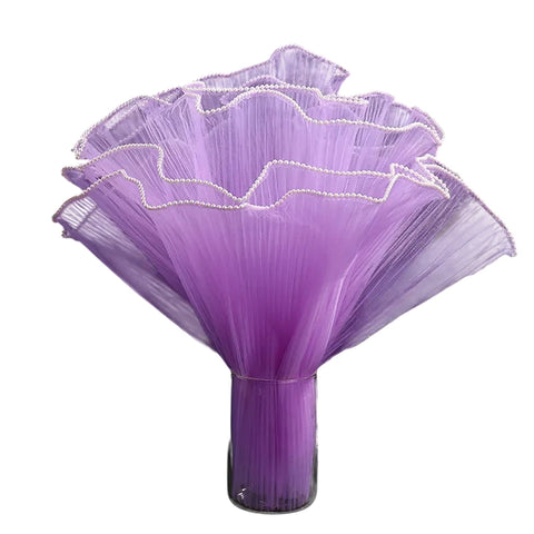 Multicolor White Pearl Edge Bouquet Packaging Paper Winkled organza Wrapping Wavy Net Yarn Flower Mash Roll for Packaging Flower