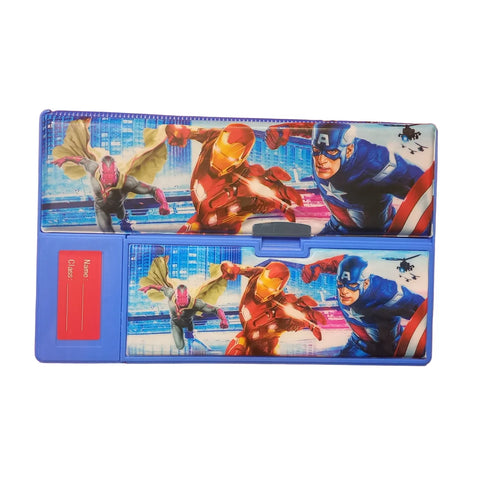 Multifunctional Jumbo Dual Side Magnetic Multipurpose Pencil Box with Calculator for Kids(Avengers)