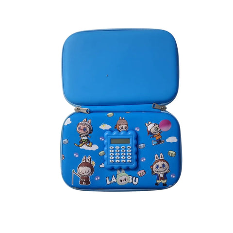 Labubu 3D Pencil Case with Calculator – Embossed Fiber Kids Pouch