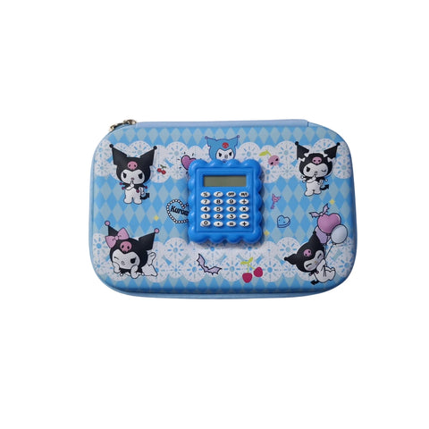 Kuromi 3D Pencil Case with Calculator – Embossed Fiber Kids Pouch