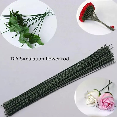 10 Pcs 60cm Length 2mm Green Floral Wire Florist Wire Iron Green Coated Floral Stem Sticks Stub Wire for Garden Crafts