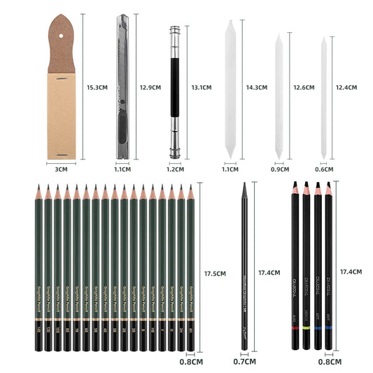 43 Pcs Professional Sketching & Drawing Art Tool Kit With Sketch Pad
