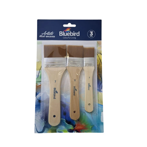 Shop the 3pcs Bluebird wide Gesso Paint Brush Set for oil, acrylic, and watercolor. Get the best deals online at Qasimstationers.pk today!