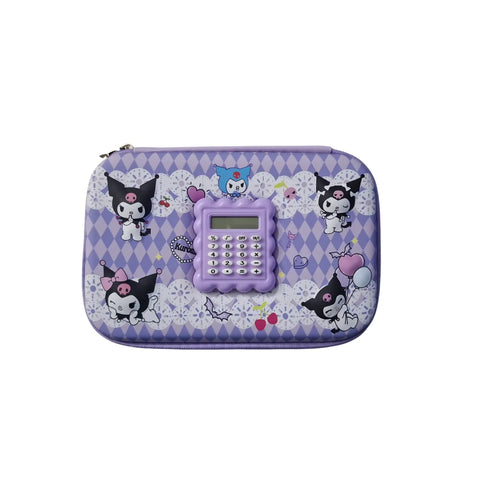 Kuromi 3D Pencil Case with Calculator – Embossed Fiber Kids Pouch