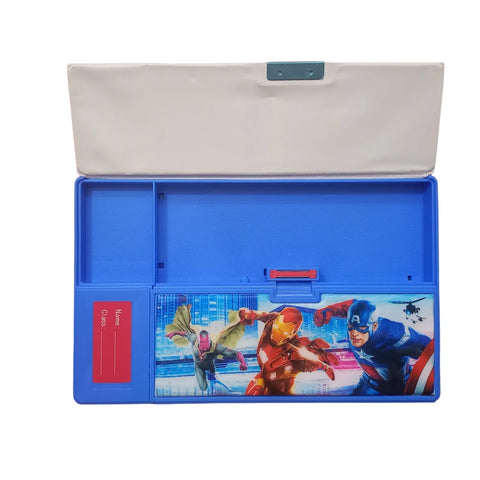 Multifunctional Jumbo Dual Side Magnetic Multipurpose Pencil Box with Calculator for Kids(Avengers)