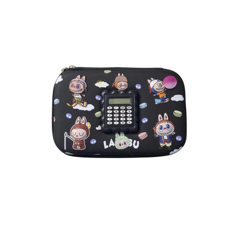 Labubu 3D Pencil Case with Calculator – Embossed Fiber Kids Pouch