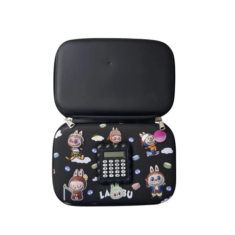 Labubu 3D Pencil Case with Calculator – Embossed Fiber Kids Pouch