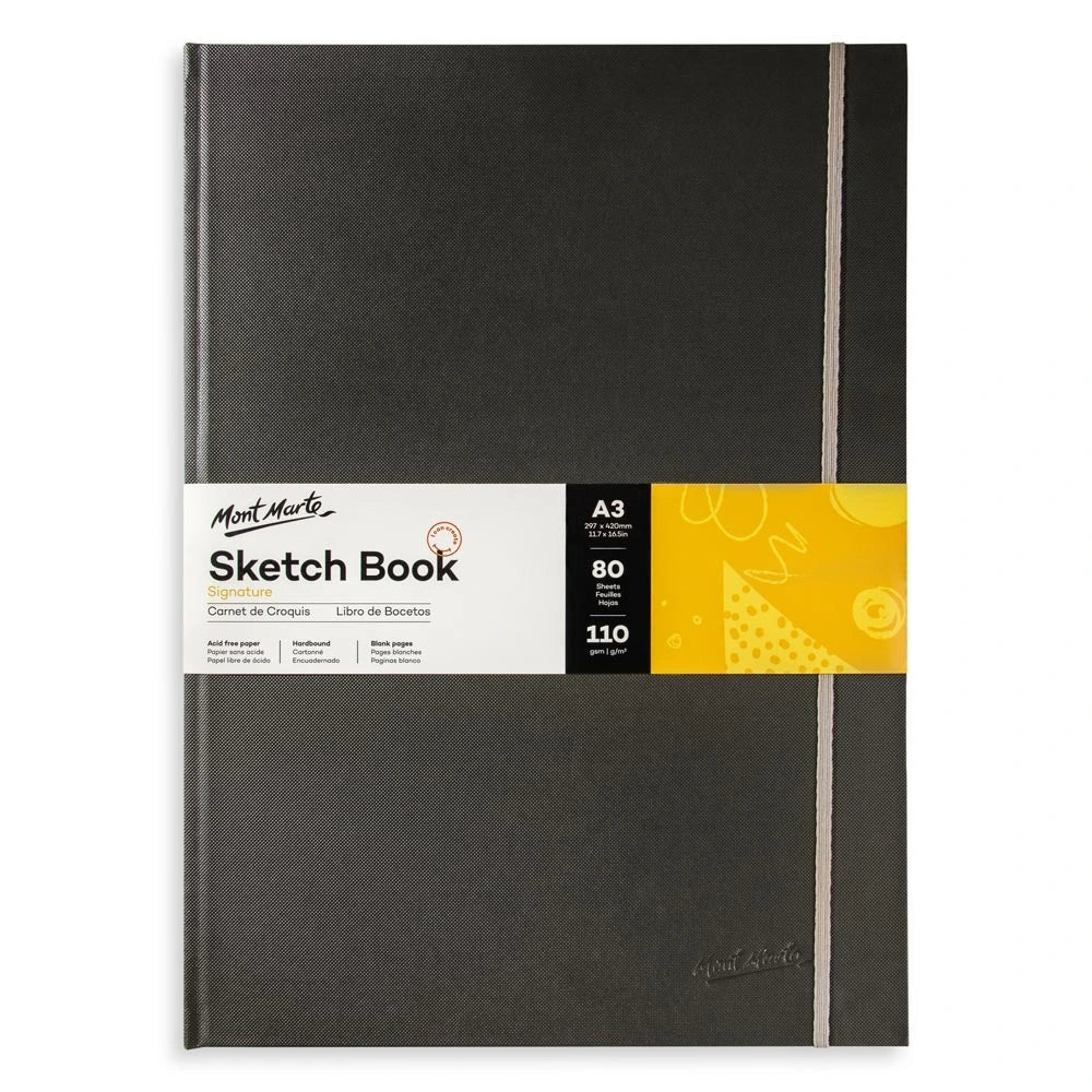 Mont Marte Sketchbook A3/A4/A5 - 80 Sheets - Hardback - 110gsm - High Quality Sketch Pad - Ideal Sketchbook for Sketching and Drawing