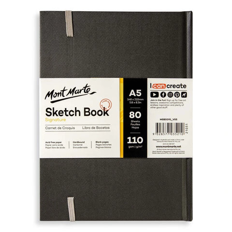 Mont Marte Sketchbook A3/A4/A5 - 80 Sheets - Hardback - 110gsm - High Quality Sketch Pad - Ideal Sketchbook for Sketching and Drawing