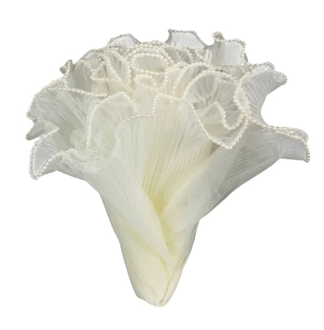 Multicolor White Pearl Edge Bouquet Packaging Paper Winkled organza Wrapping Wavy Net Yarn Flower Mash Roll for Packaging Flower