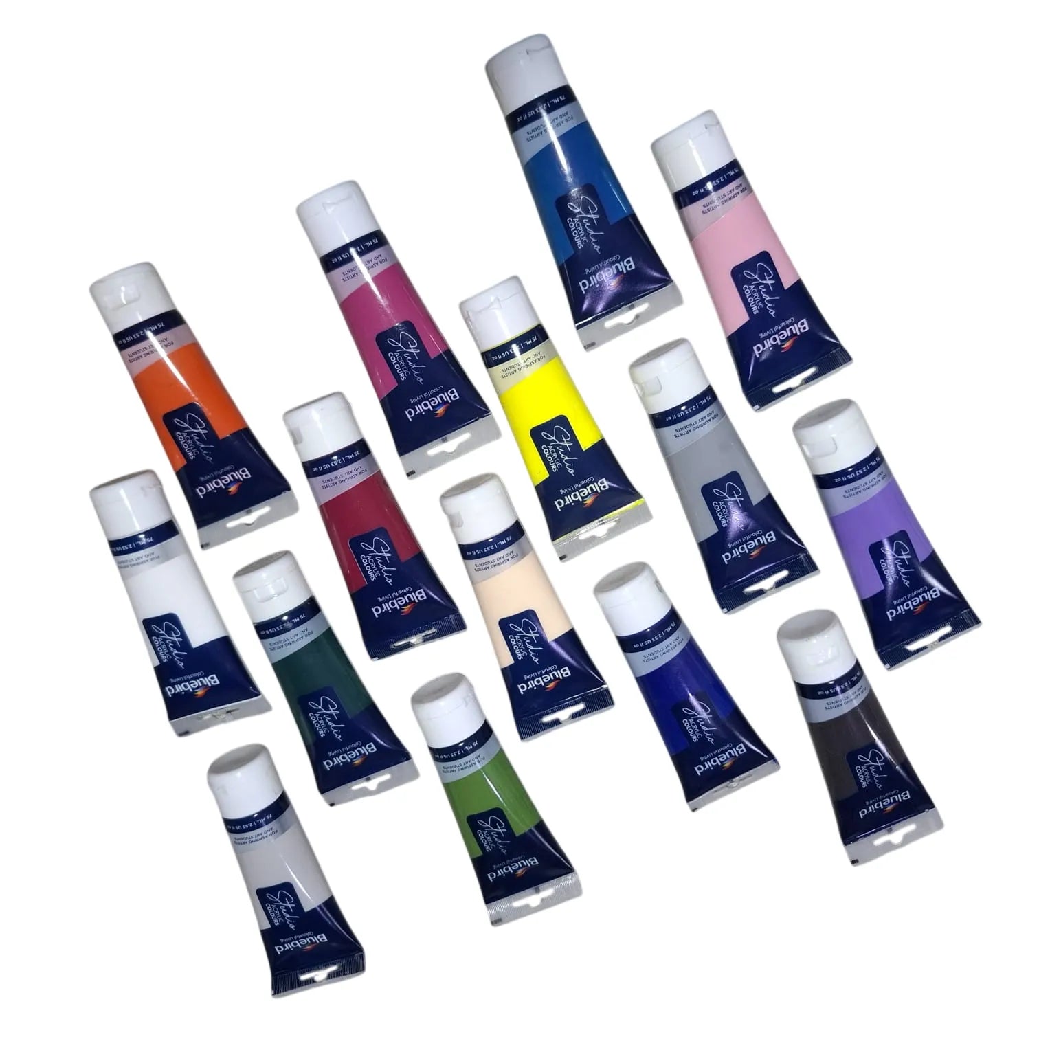 Shop Bluebird 75ml Studio Acrylic Colors at Qasimstationers.pk. Enjoy the best prices and a wide selection of vibrant paints for your artistic projects.