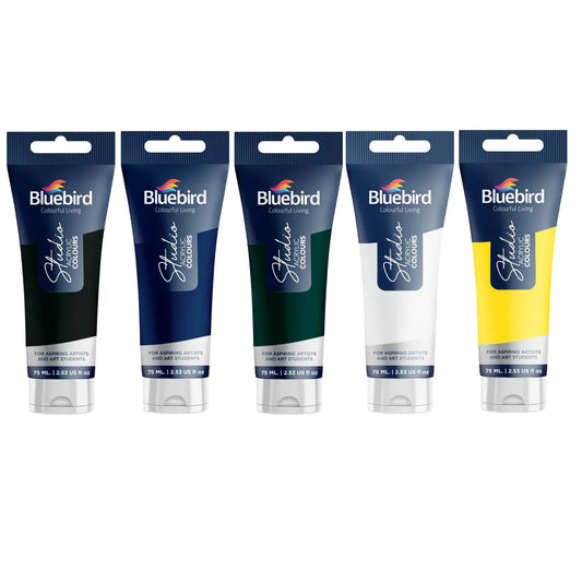 Shop Bluebird 75ml Studio Acrylic Colors at Qasimstationers.pk. Enjoy the best prices and a wide selection of vibrant paints for your artistic projects.