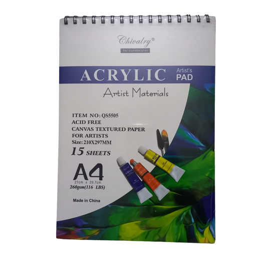 Chivalry Acrylic Artist's Pad A4, 260gsm, 15Sheets at Best Price in Pakistan. Best Art Supplies, Office & Stationery Store. ✓Free Delivery ✓Cash on Delivery ✓Deals