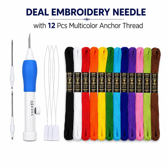Shop the 3D Magic Embroidery Punch Needle Kit at Qasimstationers.pk. Comes with 12 multicolor threads for all your embroidery and crafting projects!