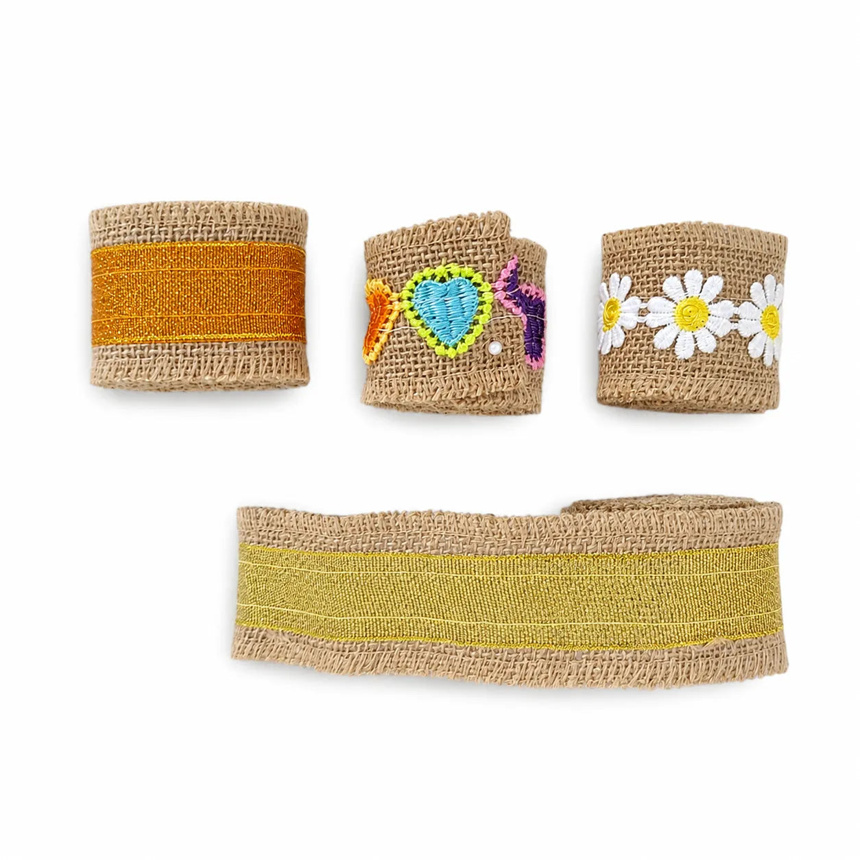 Shop Decorative Burlap Ribbon Rolls at Qasimstationers.pk. Ideal for DIY projects, gift wrapping, and bouquet decoration with charming jute lace designs.