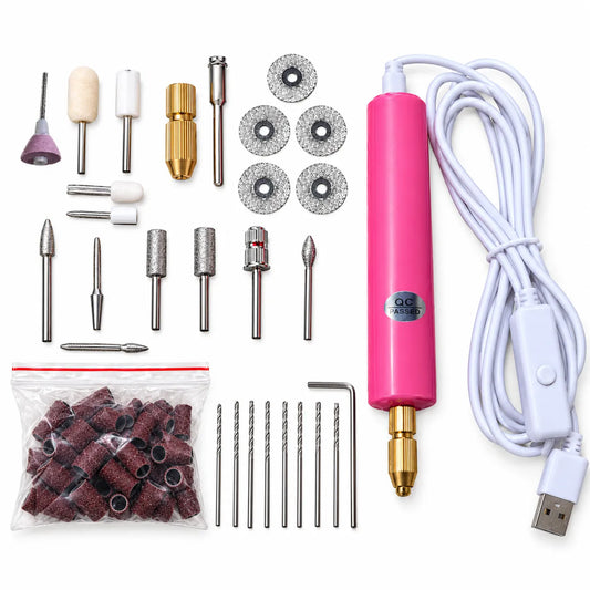 Electric USB Mini Drill 40 Pieces Set Handheld drilling electric tools for acrylic and wood - Qasimstationers.pk