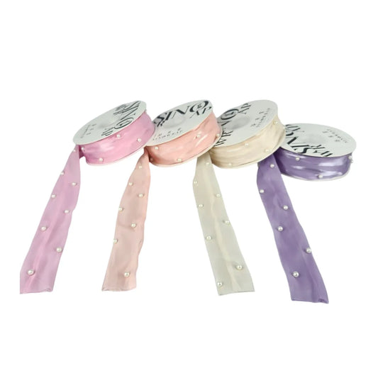 Shop premium 1.5-inch pearl gift wrapping ribbon, 4.5 yards, at unbeatable prices on Qasimstationers.pk. Perfect for all your gifting needs!