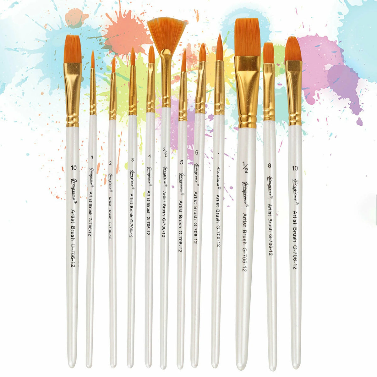 
The multipurpose brushes are great for watercolor, oil, gouache, acrylic paint, body, nail, face paint, miniature, model, ceramic, craft art paint, etc.