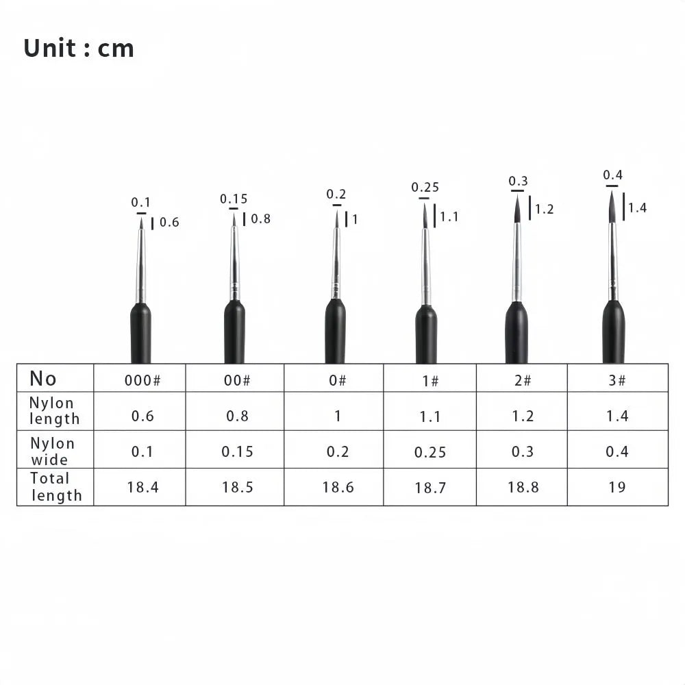 Keep Smiling 6pcs Detail Paint Brush Set with fine nylon tips for acrylic and watercolor painting, ideal for detailed artwork and smooth precision strokes.