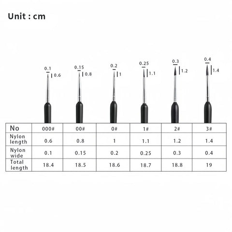 Keep Smiling 6pcs Detail Paint Brush Set with fine nylon tips for acrylic and watercolor painting, ideal for detailed artwork and smooth precision strokes.